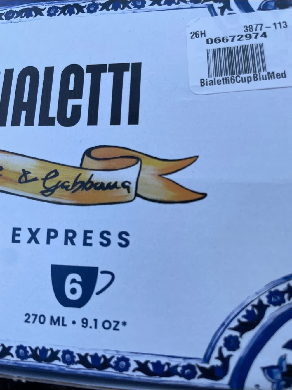 DOLCE & GABBANA BIALETTI ESPRESSO “MOKA EXPRESS” *BLUE/WHITE *NWT $160.00 *6 CUP